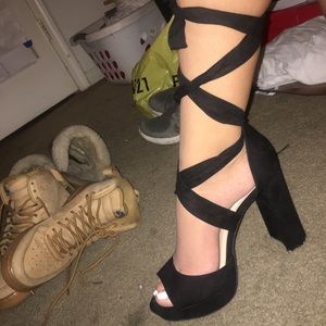Tie up Open toe heels
